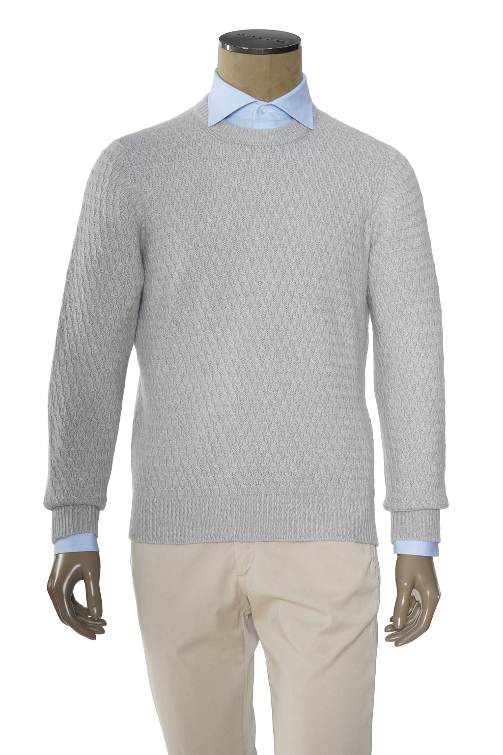 Brioni Basketweave Knit Cashmere Crewneck Sweater