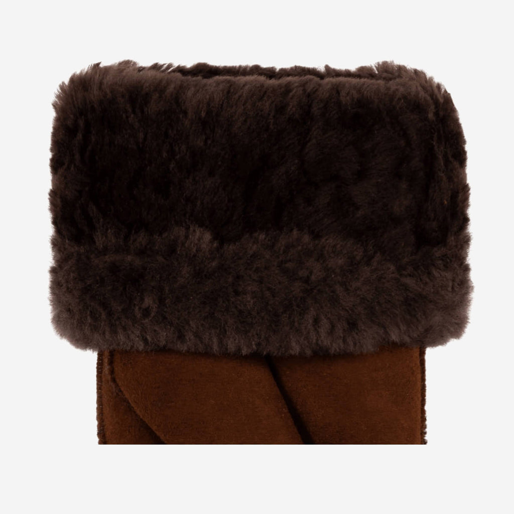 Brooke (brown) – Suede mittens with luxurious sheep fur lining