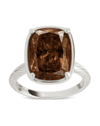 Sterling Silver Elongated Cushion Chocolate CZ Cocktail Ring
