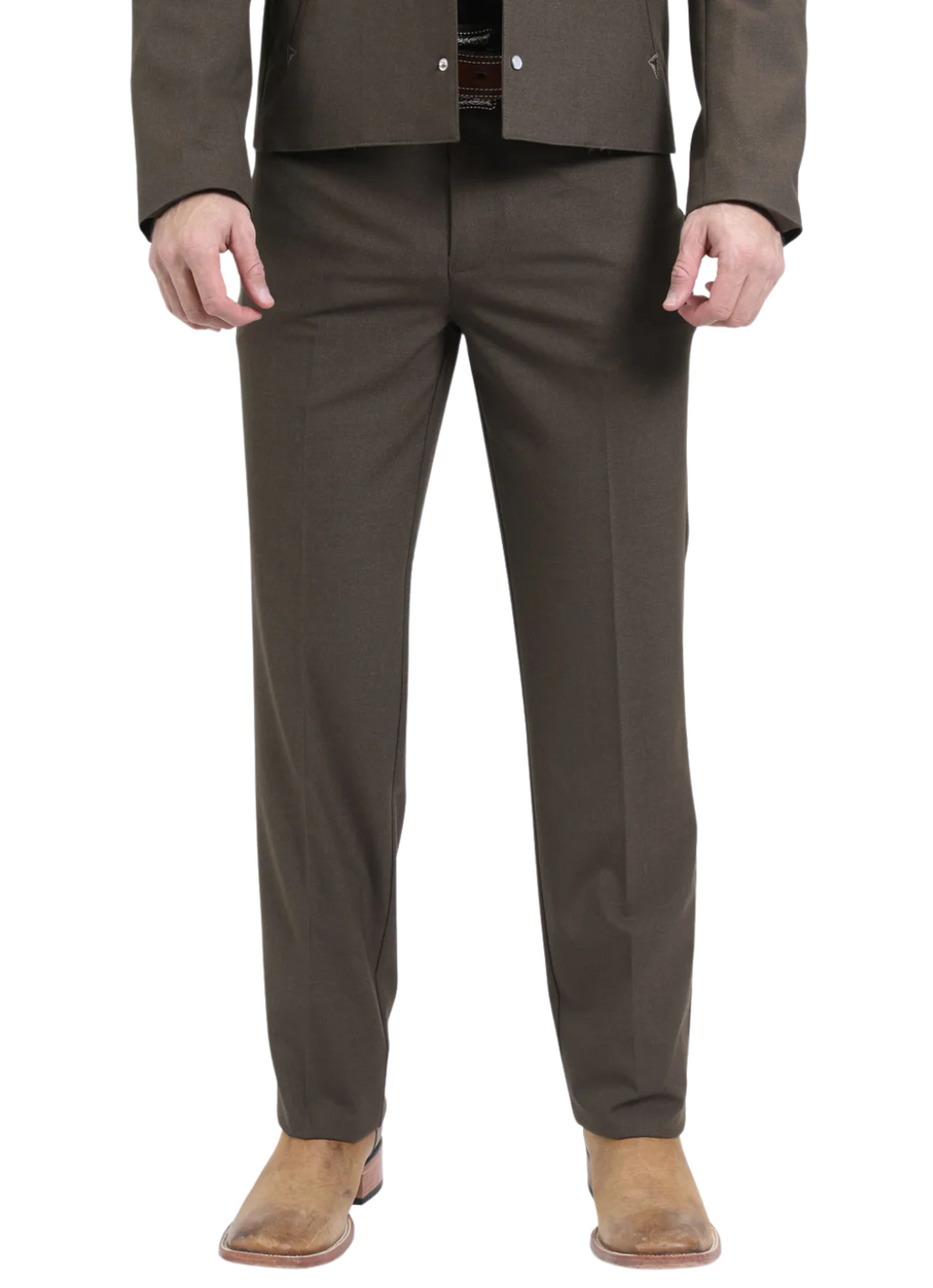 Men's Brown Western Suit 2-Piece - Cowboy Suit with Western Yoke & Pearl Snaps