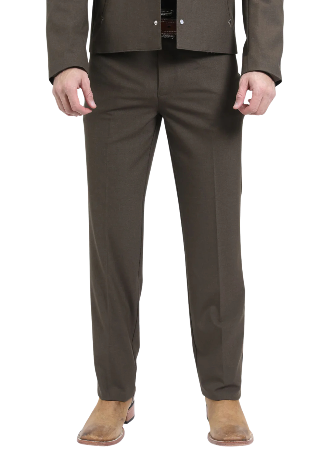 Men's Brown Western Suit 2-Piece - Cowboy Suit with Western Yoke & Pearl Snaps