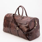 The Velar Brown Hand-Painted Python Leather Weekender Bag