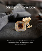 Large Square Crystal Diamond Cufflinks CL71XX