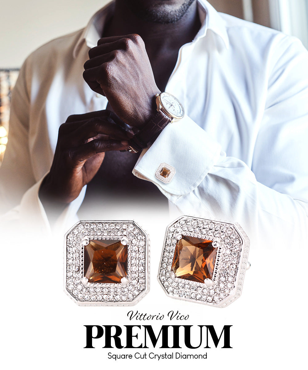 Large Square Crystal Diamond Cufflinks CL71XX