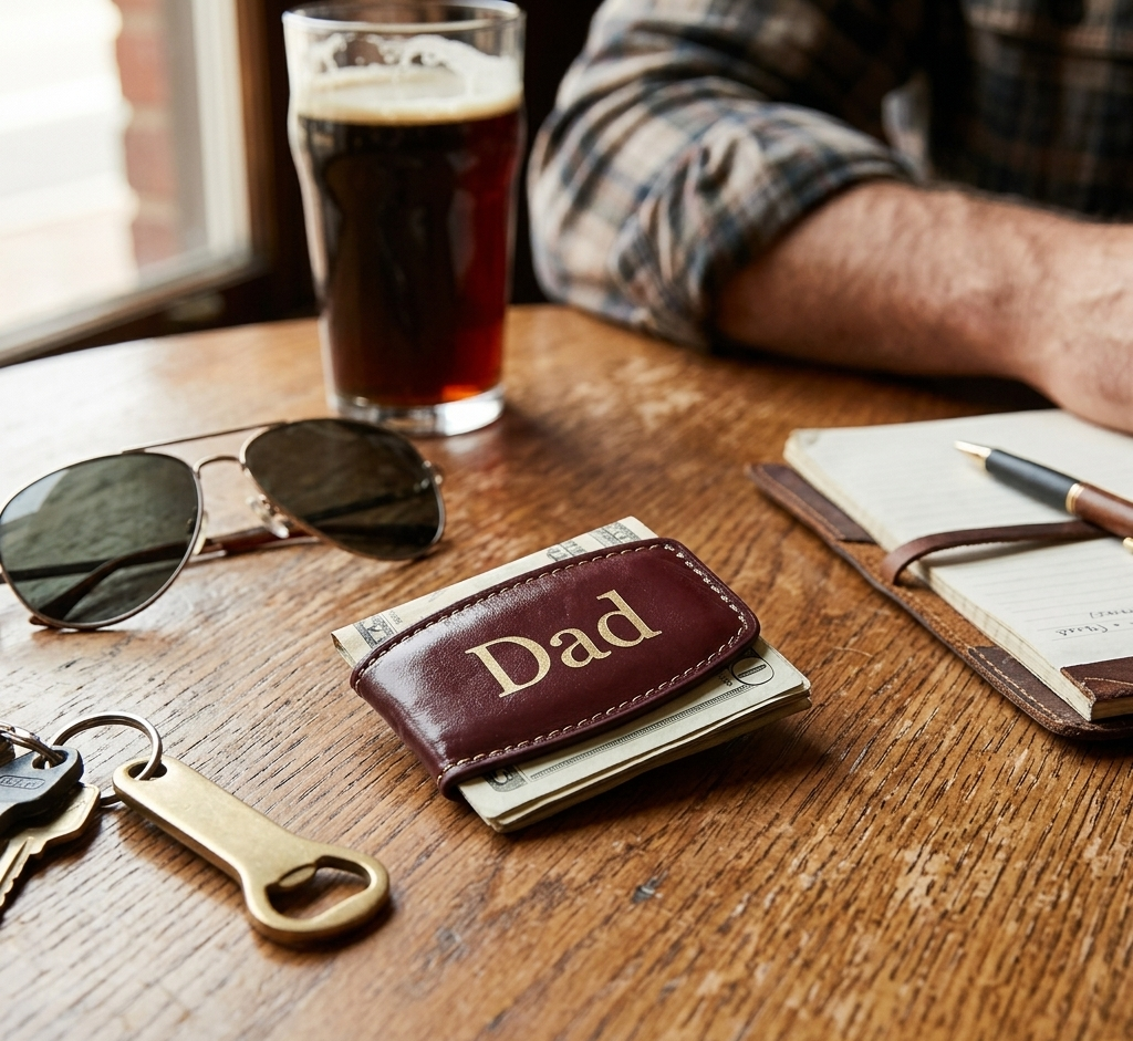 Brown Leather Money Clip