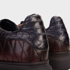 The Adler Navy Blue & Burgundy Snk Leather Men Sneaker Limited Edition