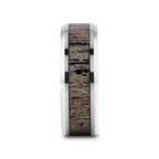 BUCK Polished Beveled Tungsten Carbide Men's Wedding Band with Ombre Deer Antler Inlay - 6mm & 8mm
