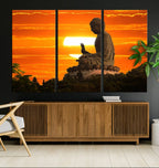 Buddha Statue at Sunset Canvas Print