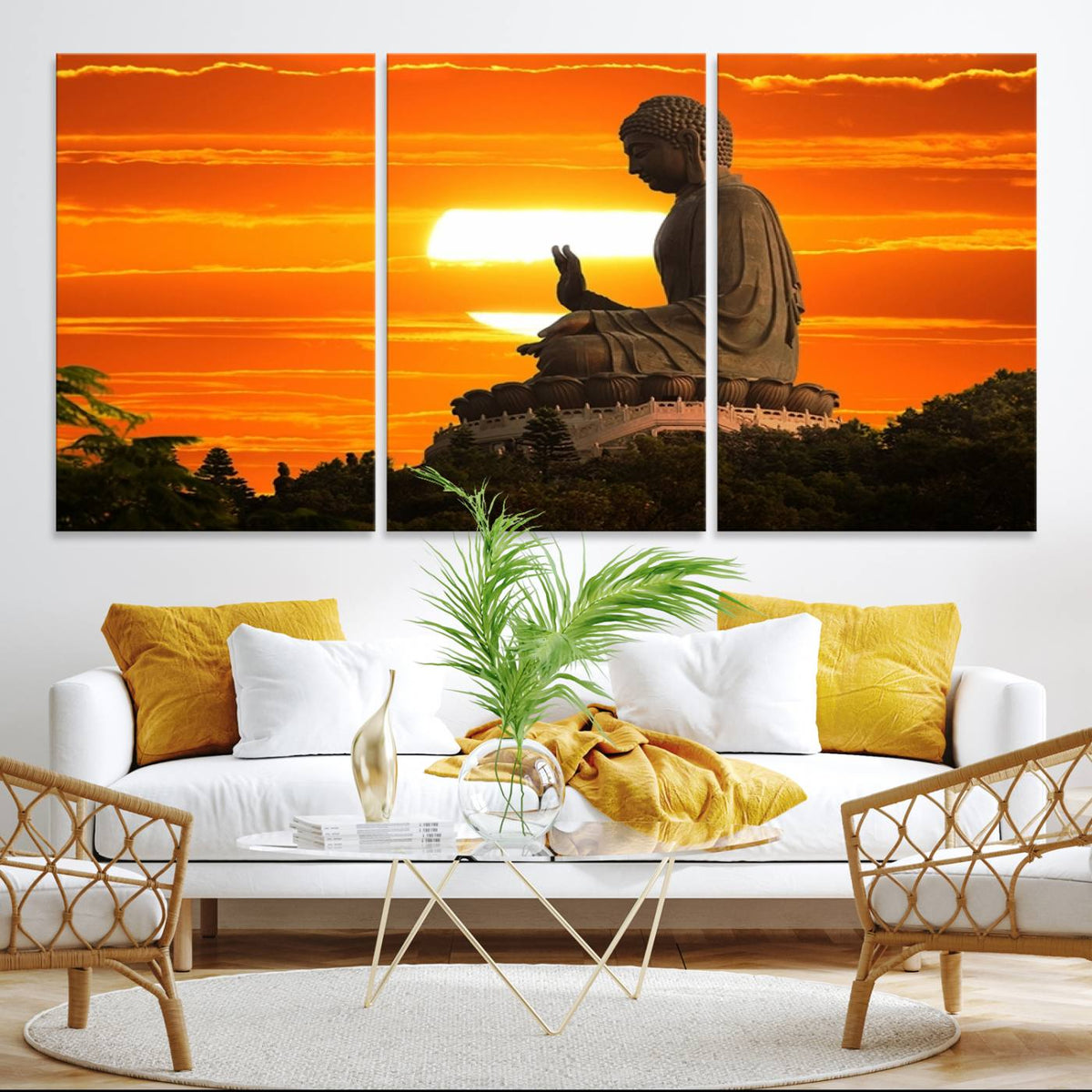 Buddha Statue at Sunset Canvas Print