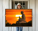 Buddha Statue at Sunset Canvas Print