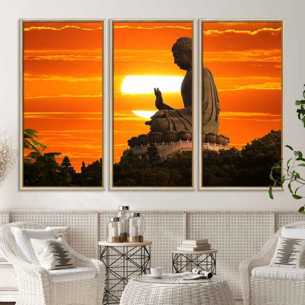 Buddha Statue at Sunset Canvas Print