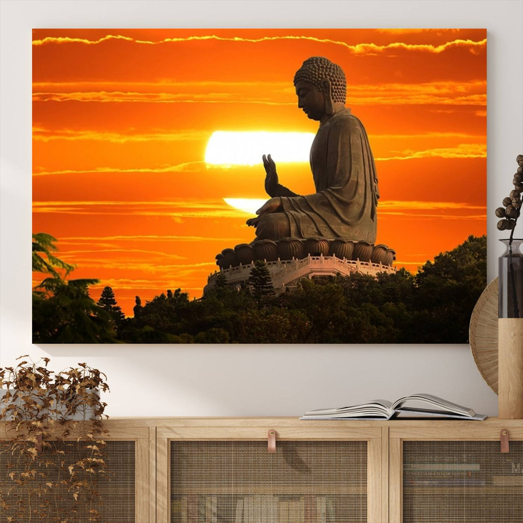 Buddha Statue at Sunset Canvas Print