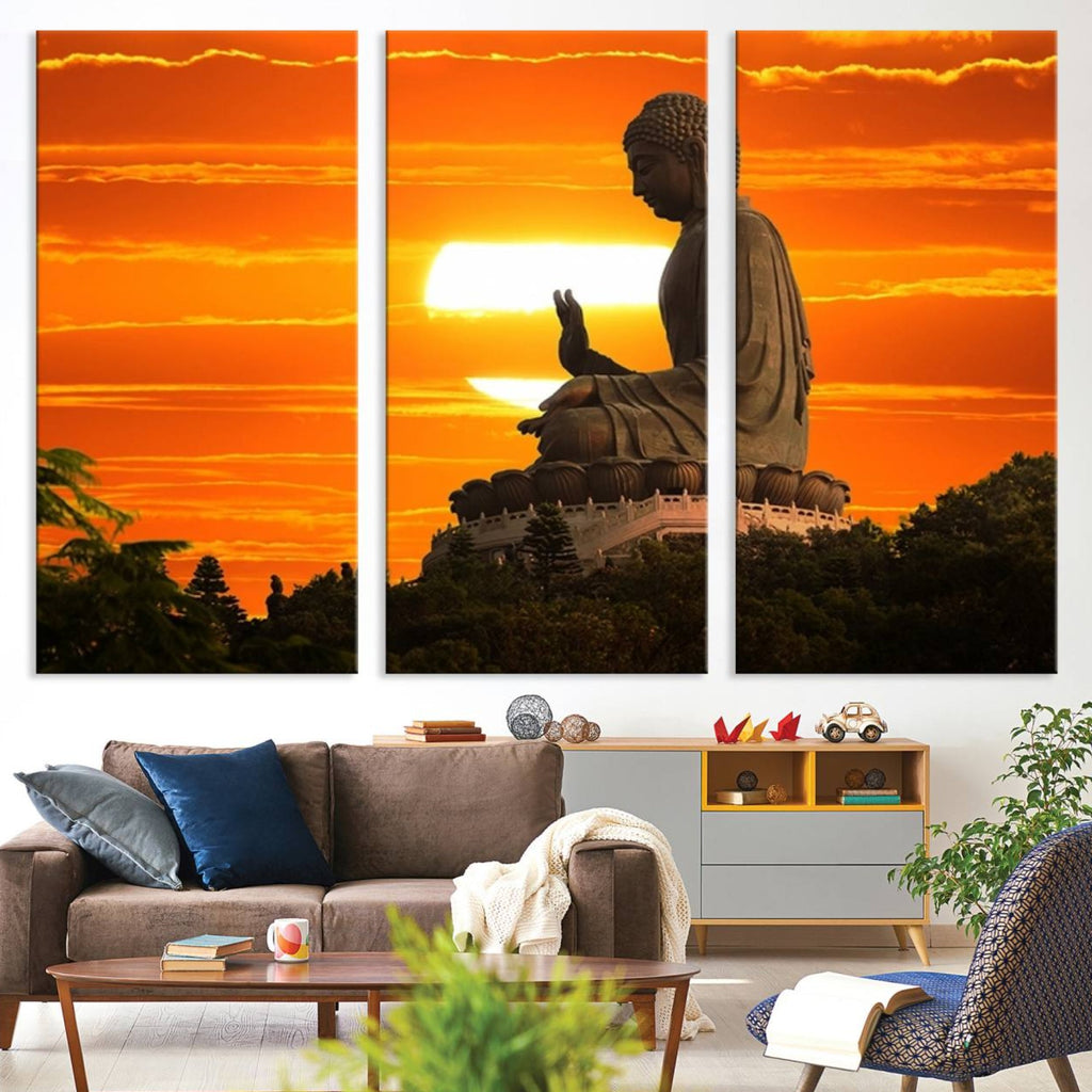 Buddha Statue at Sunset Canvas Print
