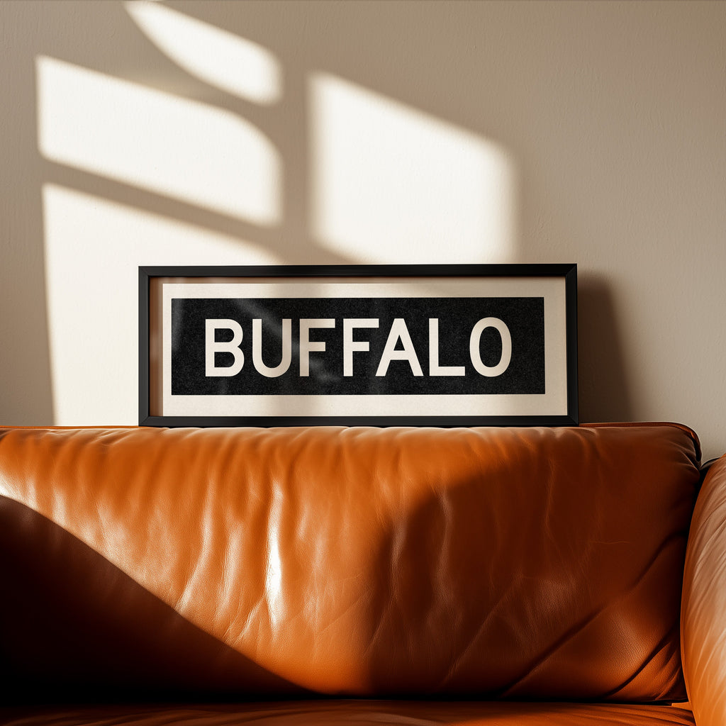 Framed Buffalo New York Bus Scroll