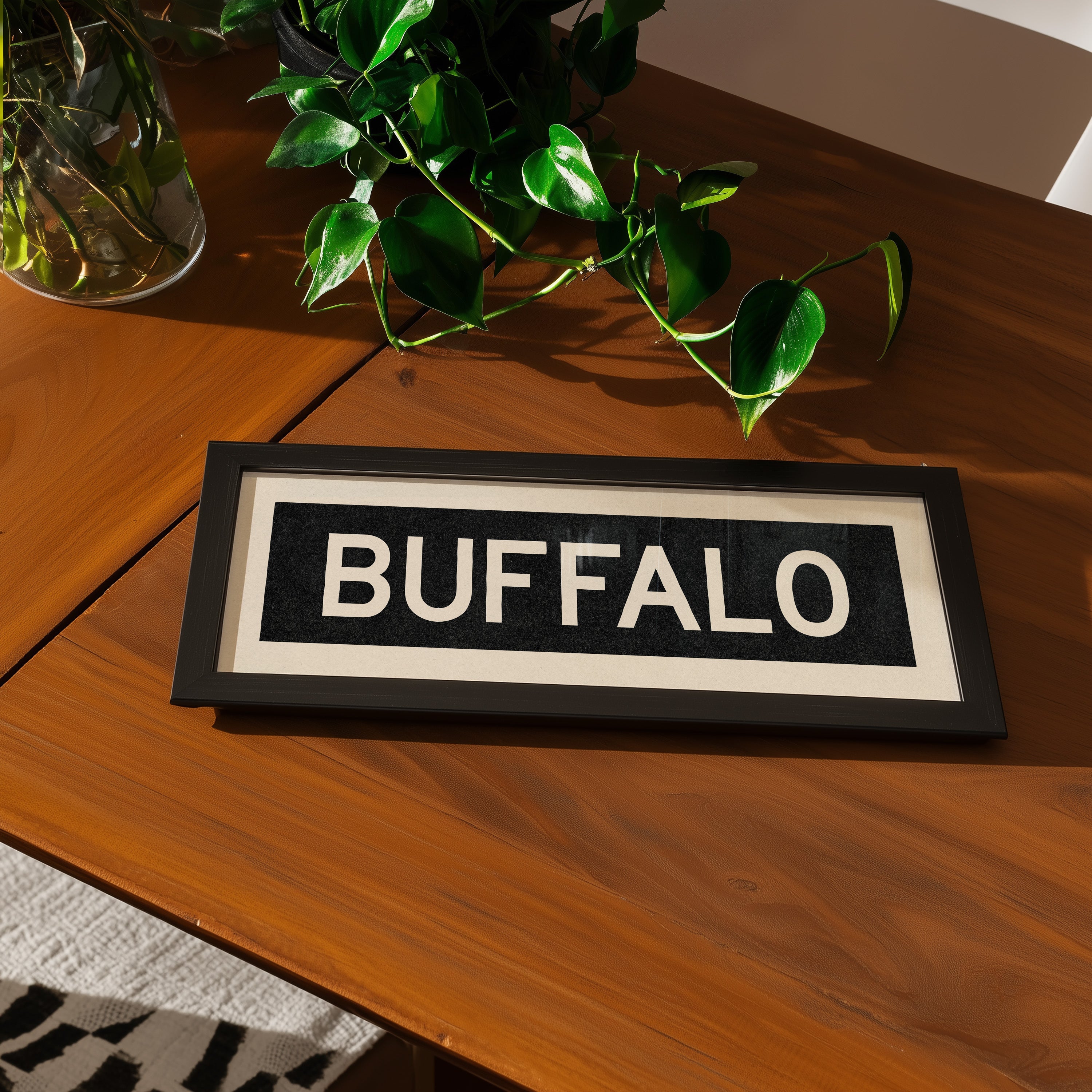 Framed Buffalo New York Bus Scroll