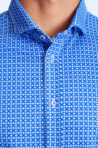 Swiss Check Long Sleeve Tech Shirt - Blue