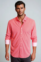 Swiss Check Long Sleeve Tech Shirt - Red