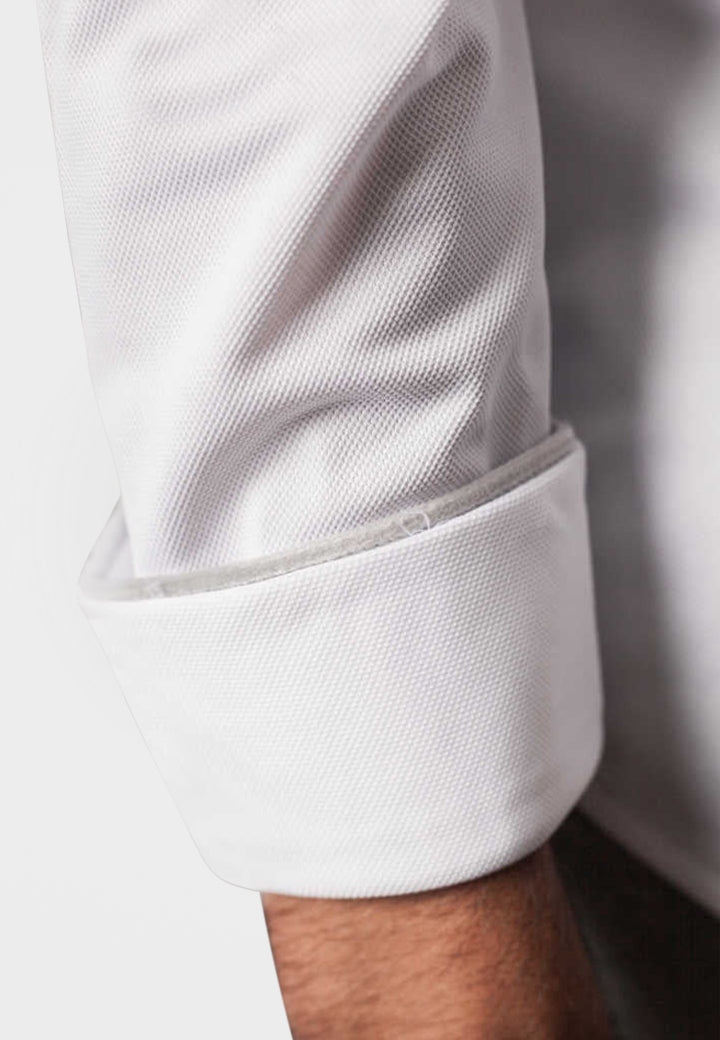 Classic White Long Sleeve Button Down Tech Shirt