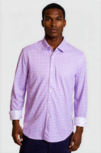 Mauro Long Sleeve Check Tech Shirt - Lavender
