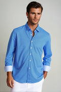 Swiss Check Long Sleeve Tech Shirt - Blue