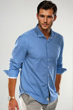 Swiss Check Long Sleeve Tech Shirt - Blue