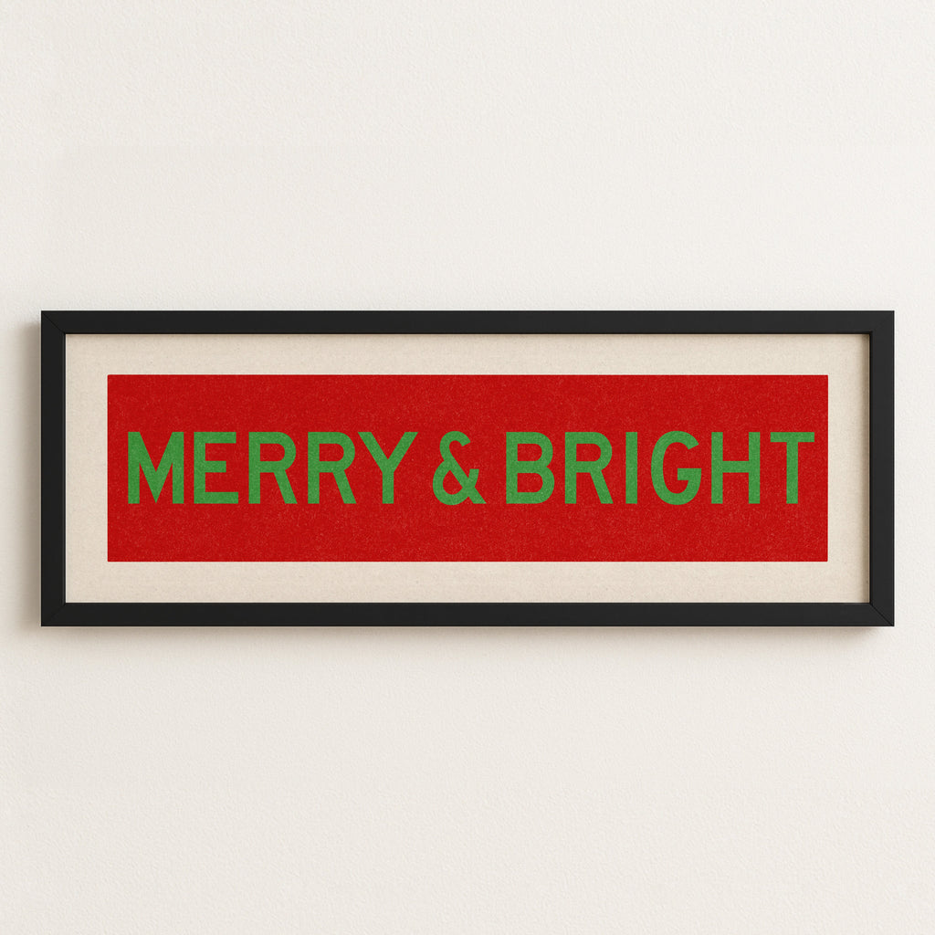 Framed Merry & Bright Red Green Christmas Art Print