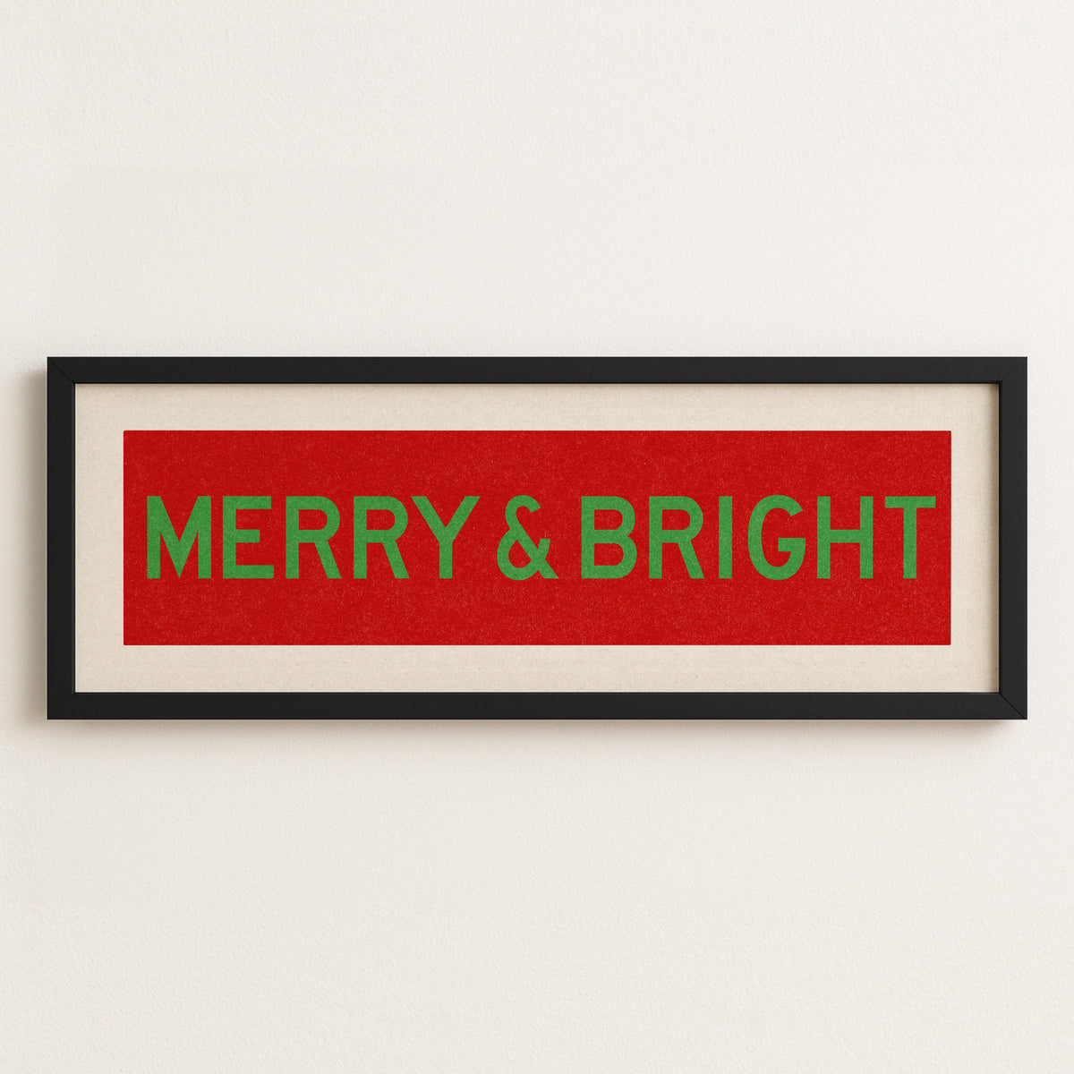 Framed Merry & Bright Red Green Christmas Art Print