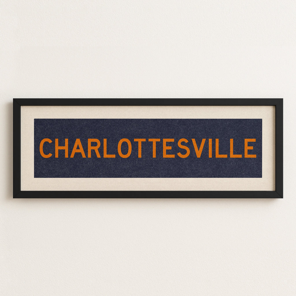 Framed Charlottesville Blue Bus Scroll