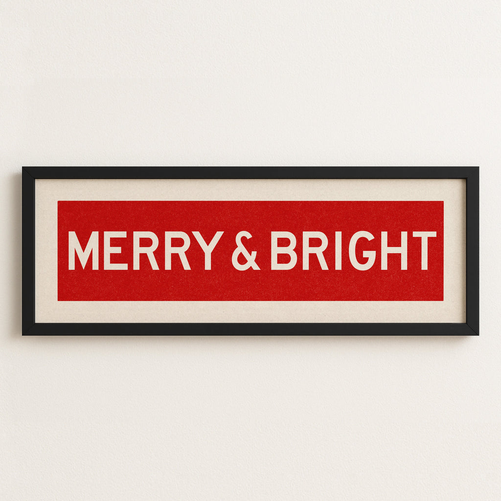 Framed Merry & Bright Red Christmas Art Print