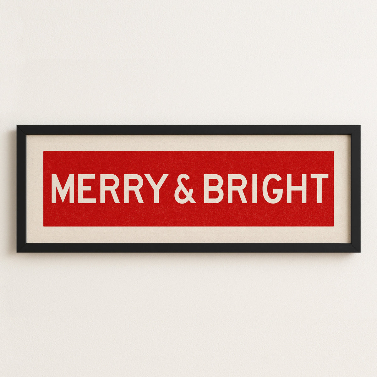 Framed Merry & Bright Red Christmas Art Print