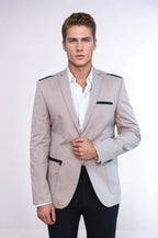 3 pocket Single Button Cotton Shoulder Stitched Light pink Jacket-Wessi