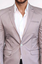 3 pocket Single Button Cotton Beige Jacket-Wessi