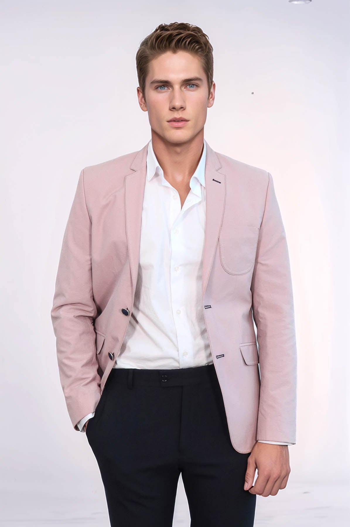 Patched Light Pink Blazer - Wessi
