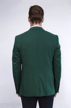 Double Buttons Shoulder Piece Mono Lapel Green Jacket-Wessi