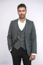 Grey Plain Blazer and Vest Set | Wessi