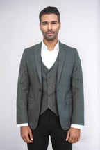 Grey Plain Blazer and Vest Set | Wessi