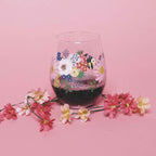Painted Floral Stemless Wine Glasses