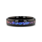 COSMIC Black Tungsten Ring with Crushed Alexandrite and Dark Blue & Purple Crushed Goldstone – 4mm to 8mm