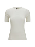 Short-Sleeve Cotton Sweater Off White