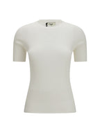 Short-Sleeve Cotton Sweater Off White