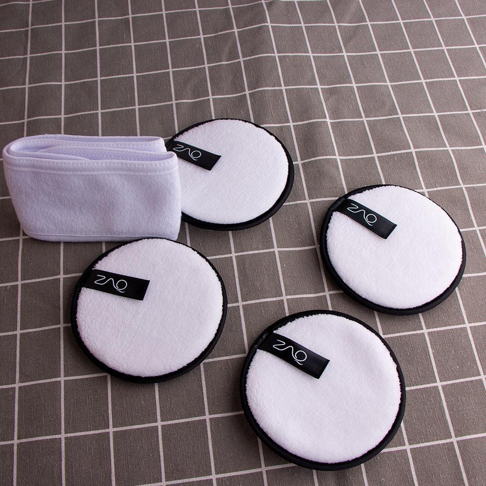 ZAQ Reusable Makeup Remover Pads 4pack with Spa facial Headband