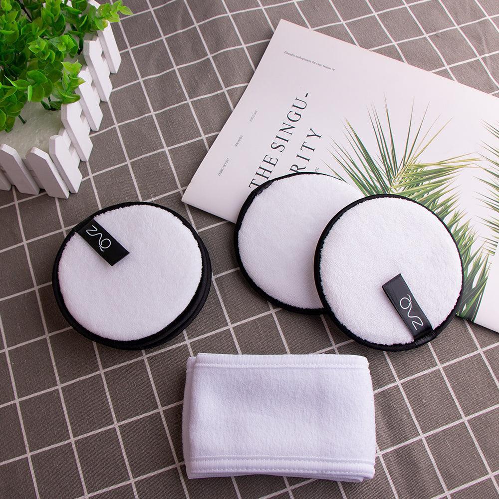 ZAQ Reusable Makeup Remover Pads 4pack with Spa facial Headband