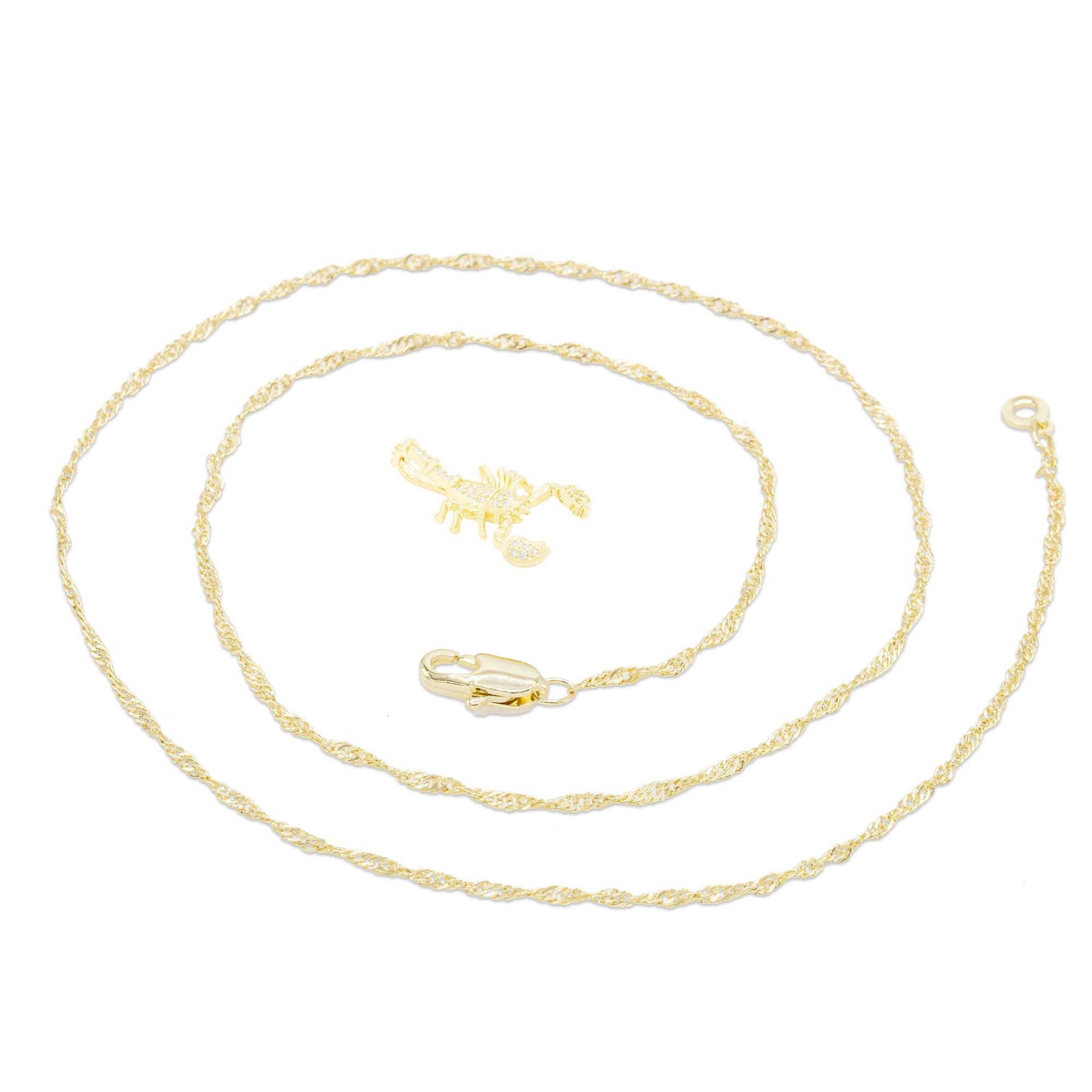 Scorpion Cubic Zirconia Pendant With Necklace Set 14K Gold Filled