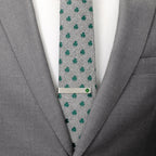 Green Clover Cufflinks and Tie Bar Gift Set