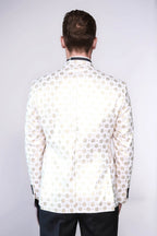 Floral Patterned Peak Lapel White Men Wedding Tuxedo Blazer - Wessi