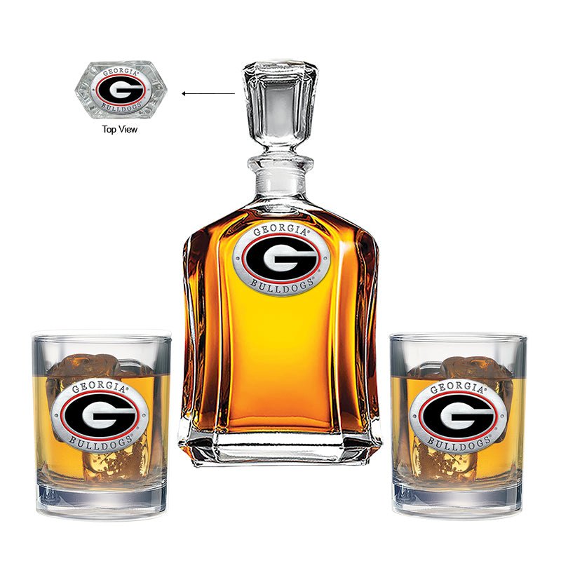 Georgia Bulldogs Capitol Decanter with 2 Glasses