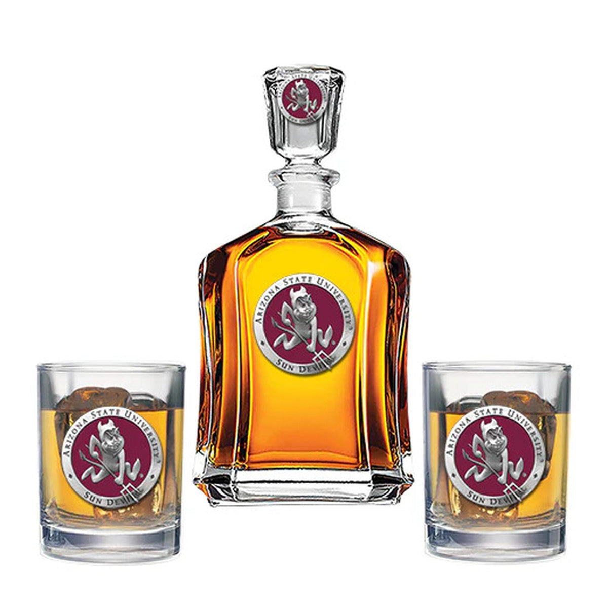 Arizona State Sun Devils Sparky Logo Capitol Decanter with 2 Glasses