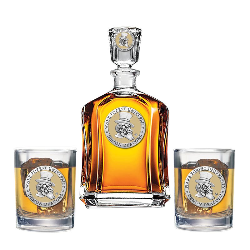 Wake Forest University Capitol Decanter with 2 Glasses