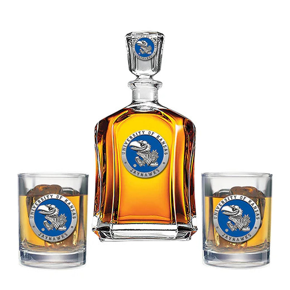 Kansas Jayhawks Capitol Decanter with 2 Glasses