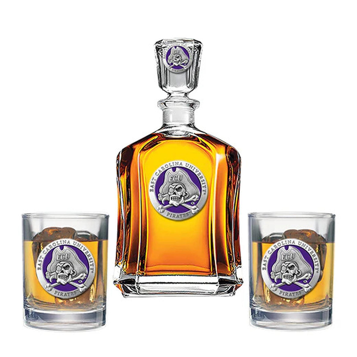 ECU Pirates Capitol Decanter with 2 Glasses